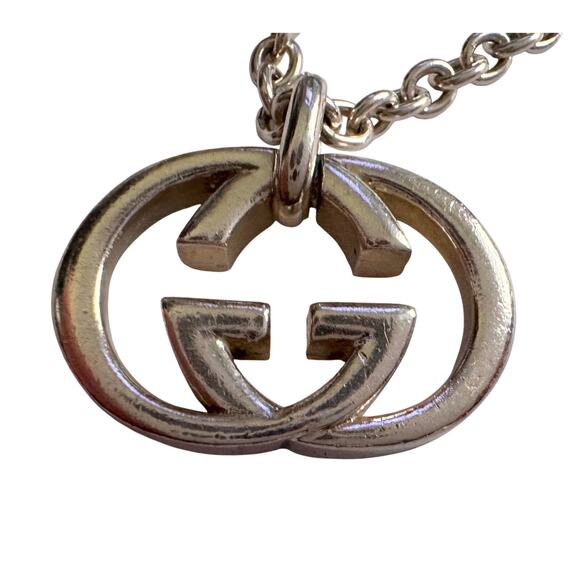 GUCCI Interlocking GG Logo Necklace (18") Sterling Silver - Picture 8 of 16